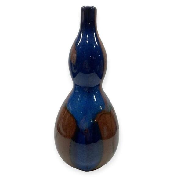 Diane Love For Mikasa Other - Diane Love For Mikasa Japan Vase Handcrafted Double Gourd Glazed Art Blue Brown